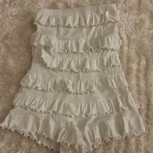 Urban Outfitters Ruffled White Knit romper